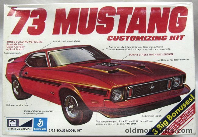 MPC 1/25 1973 Ford Mustang Mach I - Stock / Grand Am Racer / Street Machine, 1-7313-225 plastic model kit